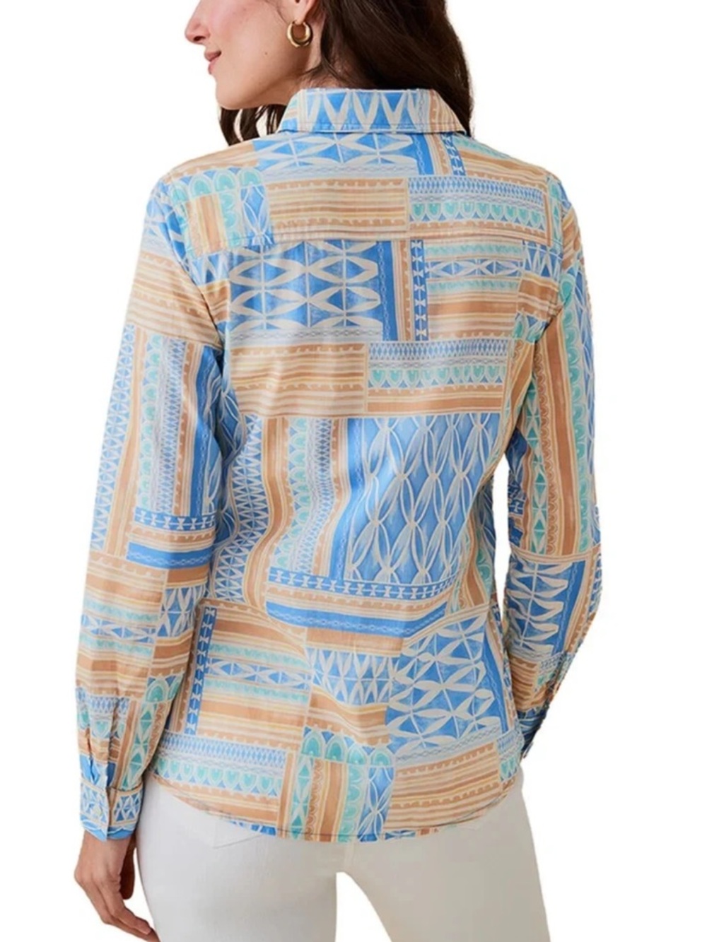 J. McLaughlin Geometric Tile Print Button Front L… - image 5